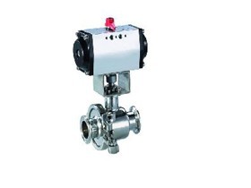 QF Sanitary pneumatic ball valve with drain valve (304/316L) clamp/clamp