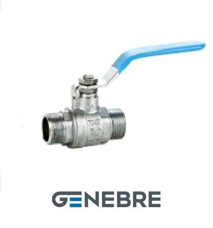 Full-bore GENEBRE ball valve, body-brass, seal-PTFE, Tmax=180°C HP/HP handle-growl