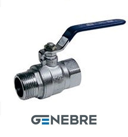 Full-bore Genebre ball valve, Brass /Brass /PTFE, Tmax=+180oC HP/BP, lever