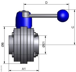 560400251100  Дисковый клапан SV04 ZF DN 25 304 BL. HB04 VMQ