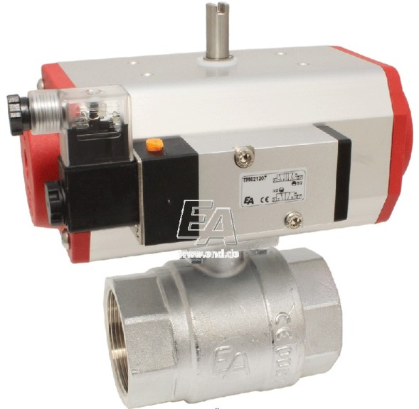 Ball valve KA 2&amp;quot;, with drive ED55 brass/PTFE-FKM, double acting