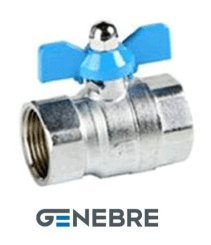Full-bore GENEBRE ball valve, body-brass, seal-PTFE, Tmax=180°C BP/VR pen-bab