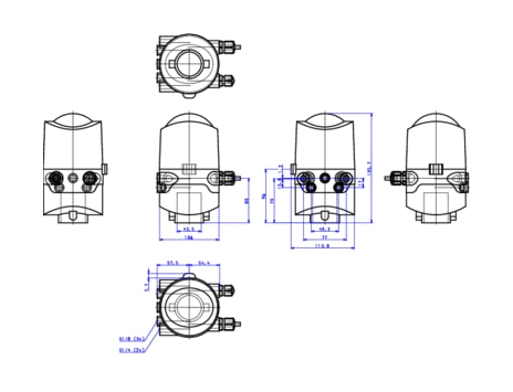 Control head for direct-flow hygienic valves (196415)