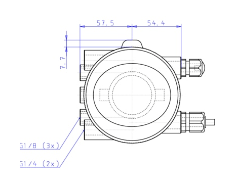 Control head for direct-flow hygienic valves (196415)