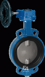 Rotary disc shutter DN350, PN16, DVGW/G, Baul. EN558-20 GGG/NBR/stainless steel steel, with gearbox and handle