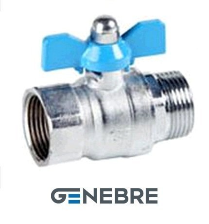 Full-bore GENEBRE ball valve, body-brass, seal-PTFE, Tmax=180°C HP/VR pen-bab