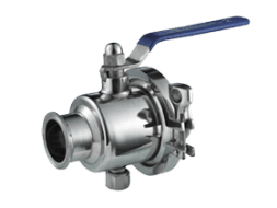 QF Sanitary ball valve with drain valve (304/316L) clamp/clamp