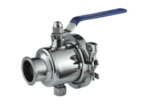 QF Sanitary ball valve with drain valve (304/316L) clamp/clamp