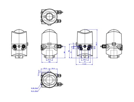 Control head for direct-flow hygienic valves (196413)