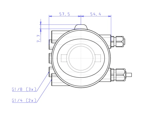 Control head for direct-flow hygienic valves (196413)