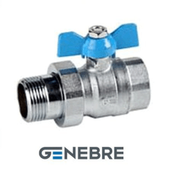 Full-bore ball valve Genebre PN25 Brass /Brass /PTFE, Tmax=+180oC internal thread /cut