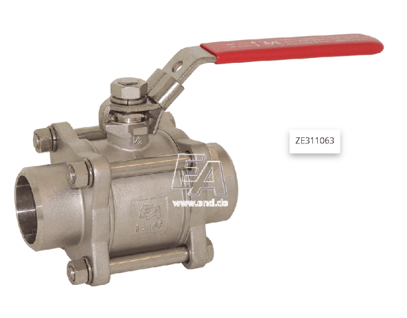 Ball valve ball valve DN20, PN64, 1.4408/PTFE, Anschweißenden, voller Zugang, DIN3202-S13