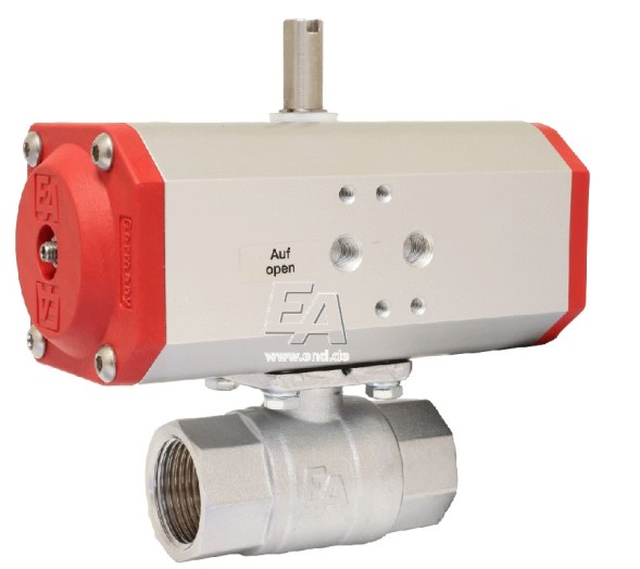 Ball valve KA 1&amp;quot;, with drive ED43 brass/PTFE-FKM, double acting