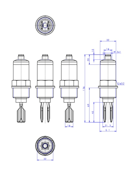 Vibration alarm of the limit level 555292 Tuning fork 8110