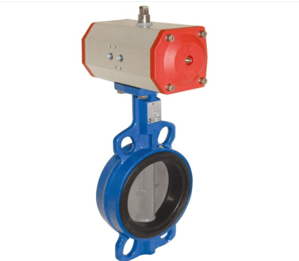 Absperrklappe disc shutter-WA, DN80, mit Antrieb-ED, DW63, GG/Edelstahl/EPDM, doppeltwirkend