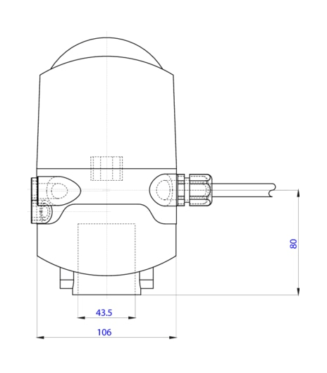 Control head for direct-flow hygienic valves (196423)
