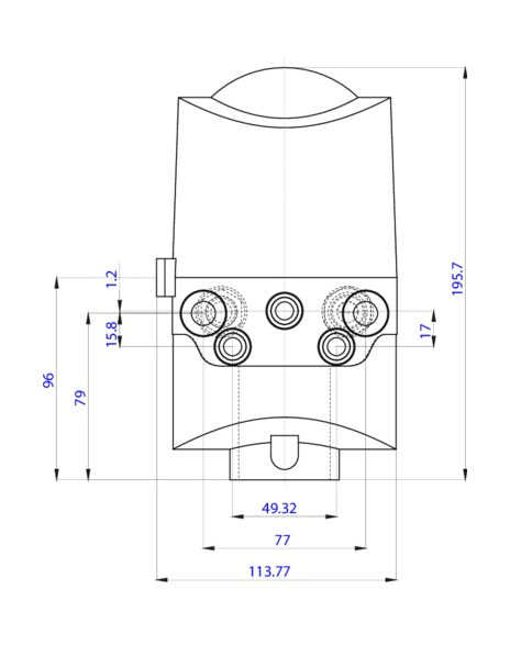 Control head for direct-flow hygienic valves (196423)