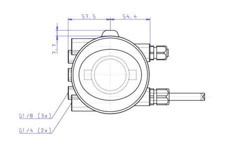Control head for direct-flow hygienic valves (196423)
