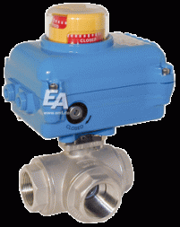 Ball valve-PD, 3/4&quot;, with NE03 stainless steel drive. steel/PTFEL-thread, 24V DC, time. srab. 7sec