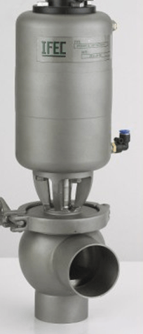 Sanitary single-seat reversible valve angular pneumatic DIN type 200 (L type) S.S.304 welding/welding