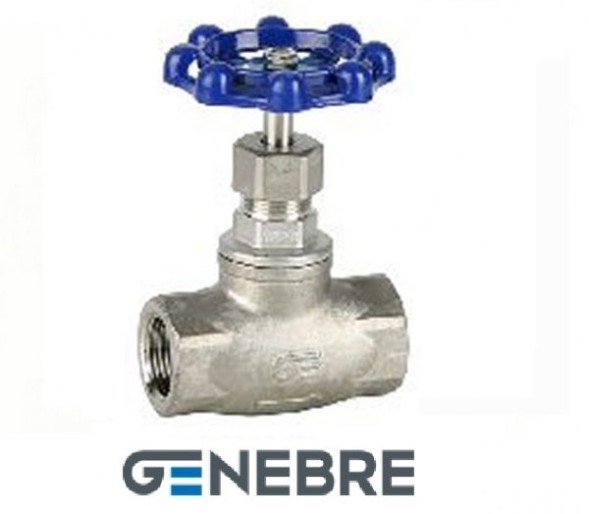 Shut-off valve Genebre PN16, CF8M /1.4401 /Metal/Metal, steering wheel, inside carving