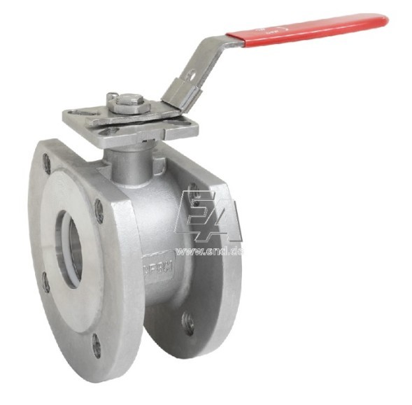 Compact ball valve DN40, PN16/40, Edelstahl 1.4408/PTFE-FKM, ISO5211