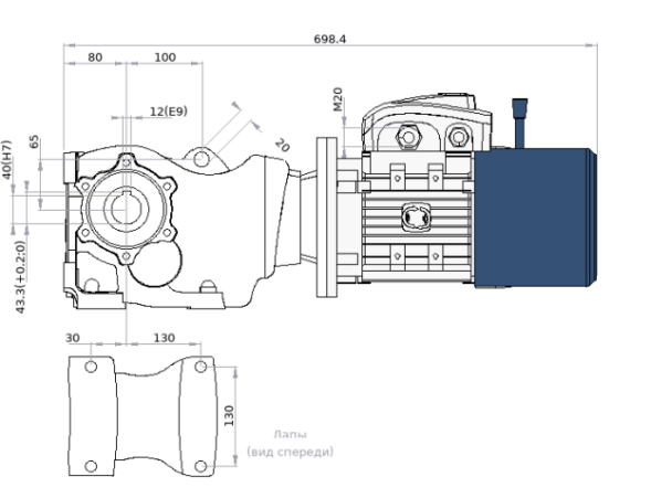 Enduro5 gear motor i:46.8 P90B5 Mot 90L-4 B5 kW1.5 230/400