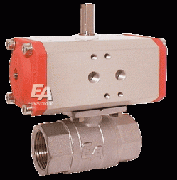 Ball valve KA 11/2&quot;, with drive ED55 brass/PTFE-FKM, double acting