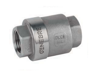 Клапан обратный пружинный Genebre 2416 PN63, CF8M/CF8M/PTFE, Тмакс=+200оС вн. резьба (DN 100, 2416 12 100)