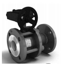 11s67p KSH.R.F.R.XXX.16 PP Ball valve n/pass.  razb. LD PN16, Steel 20 /Stainless steel. steel 1.4308 /PTFE, flange/flange with gear