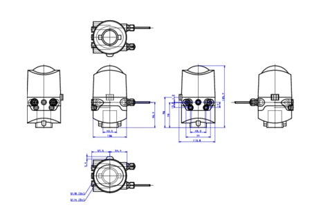 Control head for direct-flow hygienic valves (196435)