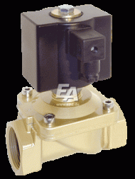 Solenoid valve 2/2-stroke , G1", Ms/PTFE24VDC 1-25bar, servo control, Tmax.=+ 200°C