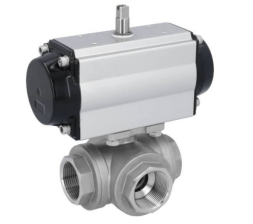 Ball valve ball valve-GD, 2&quot;, mit Antriebt-OD, DW75, Stainless steel/PTFE-FKM, L-Borehole, double-acting