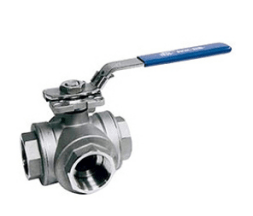 Three-way ball valve GENEBRE 2041 10 DN065 PN63, AISI316 /AISI316 /PTFE + 15% GF, BP/BP, standard bore, T-type, lever handle, BSPT thread