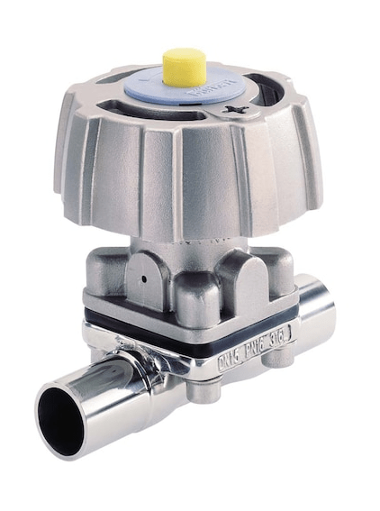 2/2-way manually operated diaphragm valve in stainless steel housing (218598)