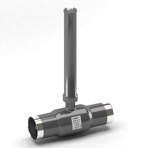 ksh.CP XXX.16.02 SP N=Ball valve with /through.  LD PN16, Steel 20 /Stainless steel. 1.4308/PTFE steel, quarrel /quarrel, rod length 