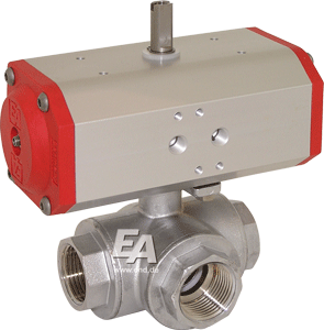 Ball valve-VH, 1&amp;quot;, with drive-ED, DW43 stainless steel. steel/PTFE-FKM, double acting
