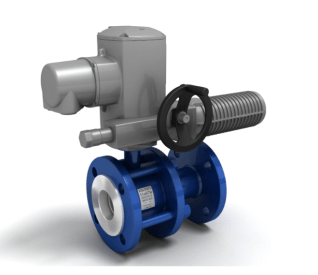K.S.R.F.E.XXX.16.03 PP (11c67p) Ball valve st. 09G2S PN16 p/passage. electric drive flange/flange