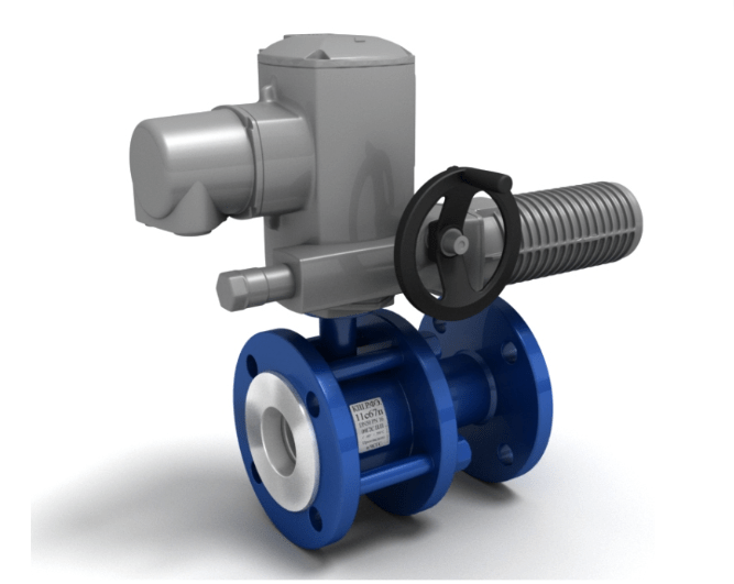 K.S.R.F.E.XXX.16.03 PP (11c67p) Ball valve st. 09G2S PN16 p/passage. electric drive flange/flange