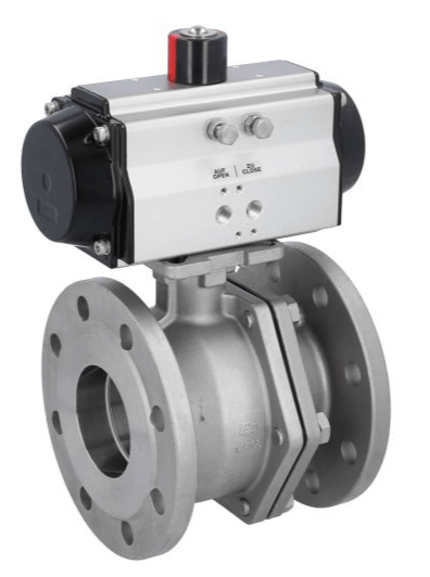 Ball valve-ZP, DN65, mit Antrieb - OE, EW125, Edelstahl 1.4408, PTFE-FKM, federrückstellend