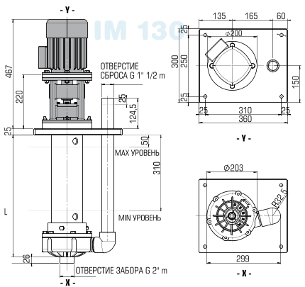 Pump IM 130, PP, 1000 MM, 2.2 kW (Viton)