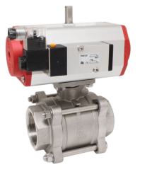 Ball valve ZA DN15-Welding end, with drive EE55, stainless steel/PTFE-FKM, spring resetting