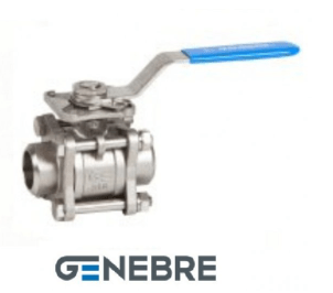Full-bore ball valve GENEBRE 2026 12 DN100 PN63, body - AISI316, ball - AISI316, ball seal - PTFE+15% GF, SV/SV, lever handle, sq.17mm
