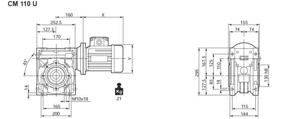 سم 110 (أنا=50) - كفر 110 ش دودة العتاد مع المدخلات/إخراج واحد.شافت  