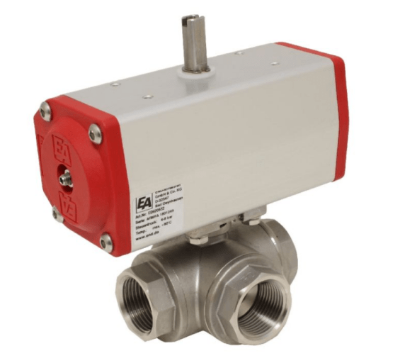 Ball valve ball valve-GD, 3/8&amp;quot;, mit Antriebt-ED, DW43, Stainless steel/PTFE-FKM, L-Borehole, double-acting