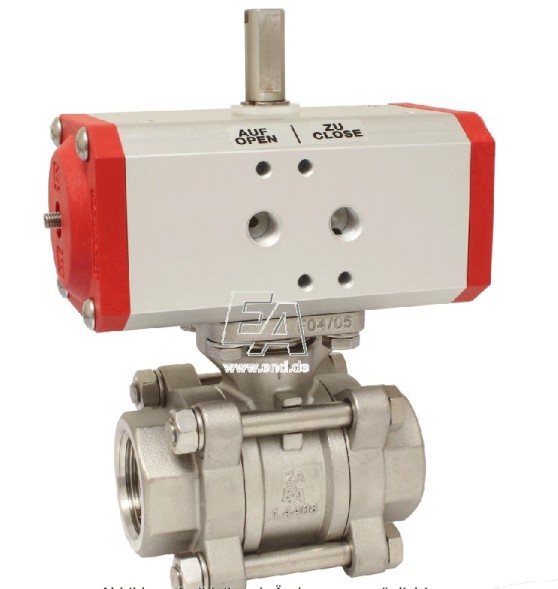 Ball valve ZA 1&amp;quot;, with ED43 stainless steel drive. steel/PTFE-FKM, double acting
