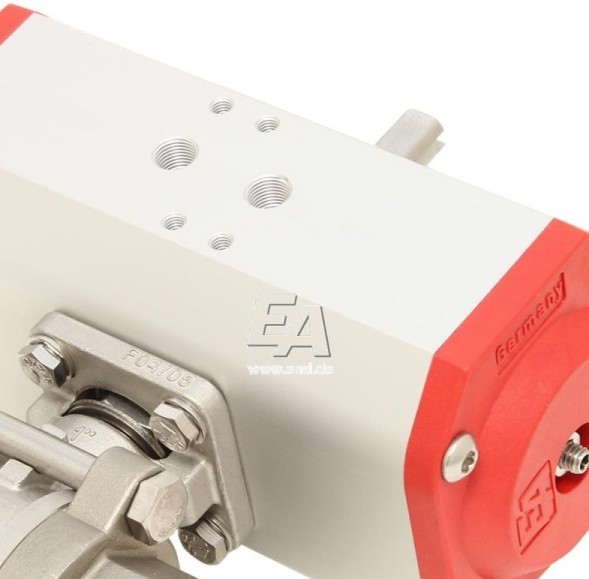 Ball valve ZA 1&amp;quot;, with ED43 stainless steel drive. steel/PTFE-FKM, double acting