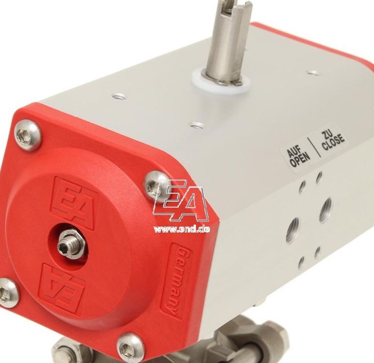 Ball valve ZA 1", with ED43 stainless steel drive. steel/PTFE-FKM, double acting