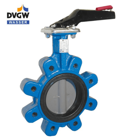 Rotary disc shutter LUG DN150, PN16, m. length EN558-20 GGG-40/FKM/stainless steel. steel 1.4408, ISO 5211