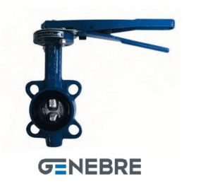 Rotary disc shutter GENEBRE 2109 20 DN300 PN16, housing - GJL-200 (GG20), disc - AISI316 (CF8M), seal - EPDM, M/F, gearbox, stem 22 mm